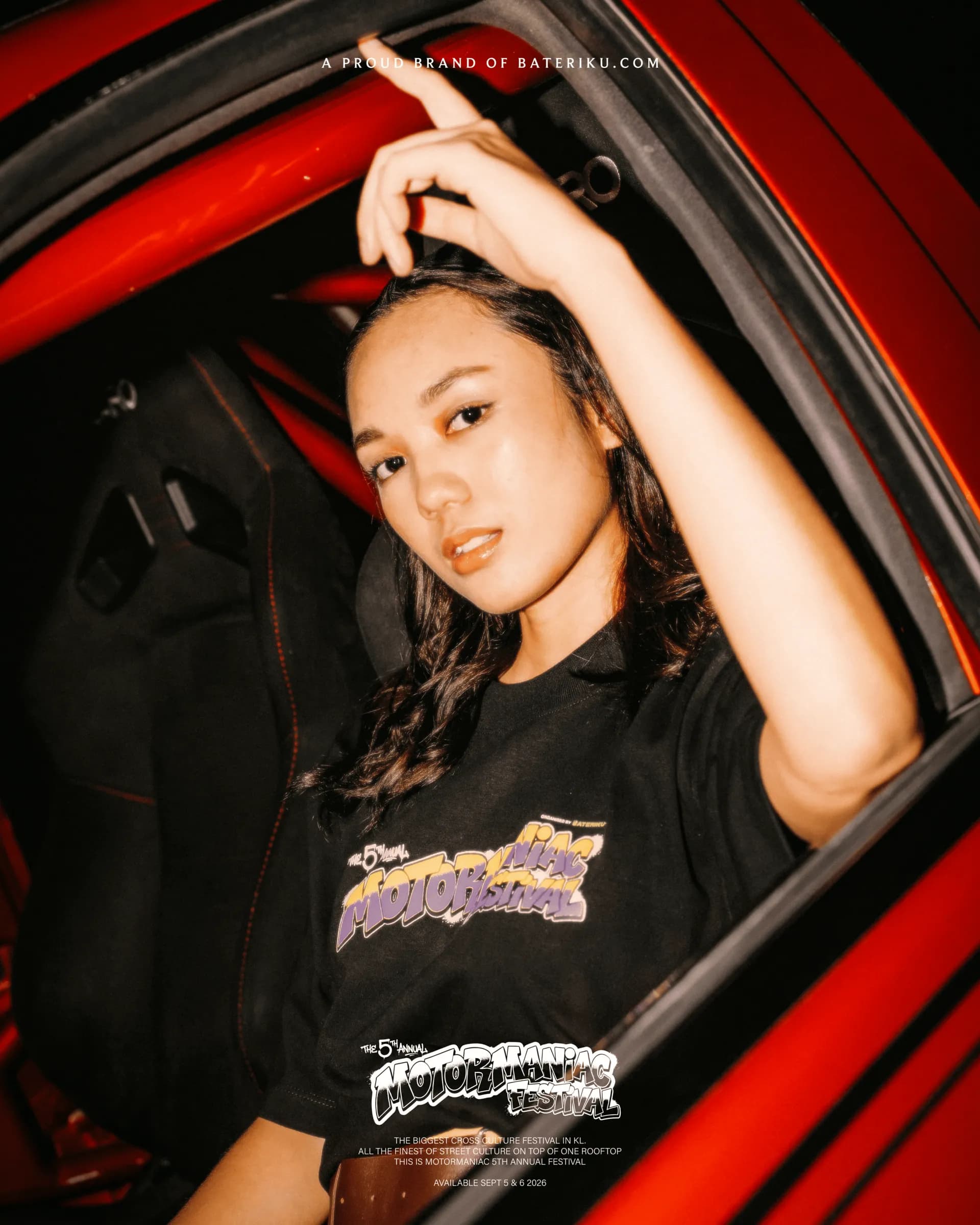 Official 5th Motormaniac Annual Festival T-Shirt, Black