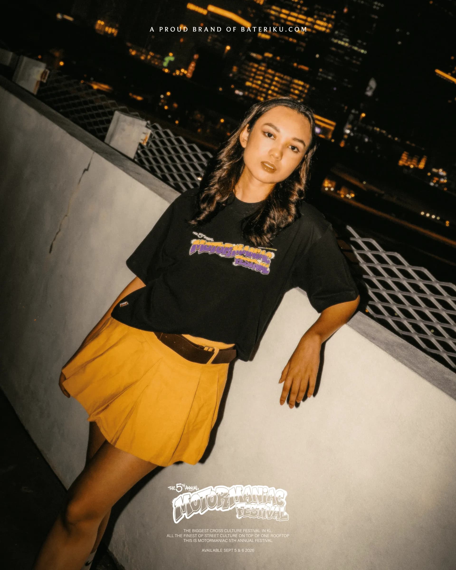 Official 5th Motormaniac Annual Festival T-Shirt, Black