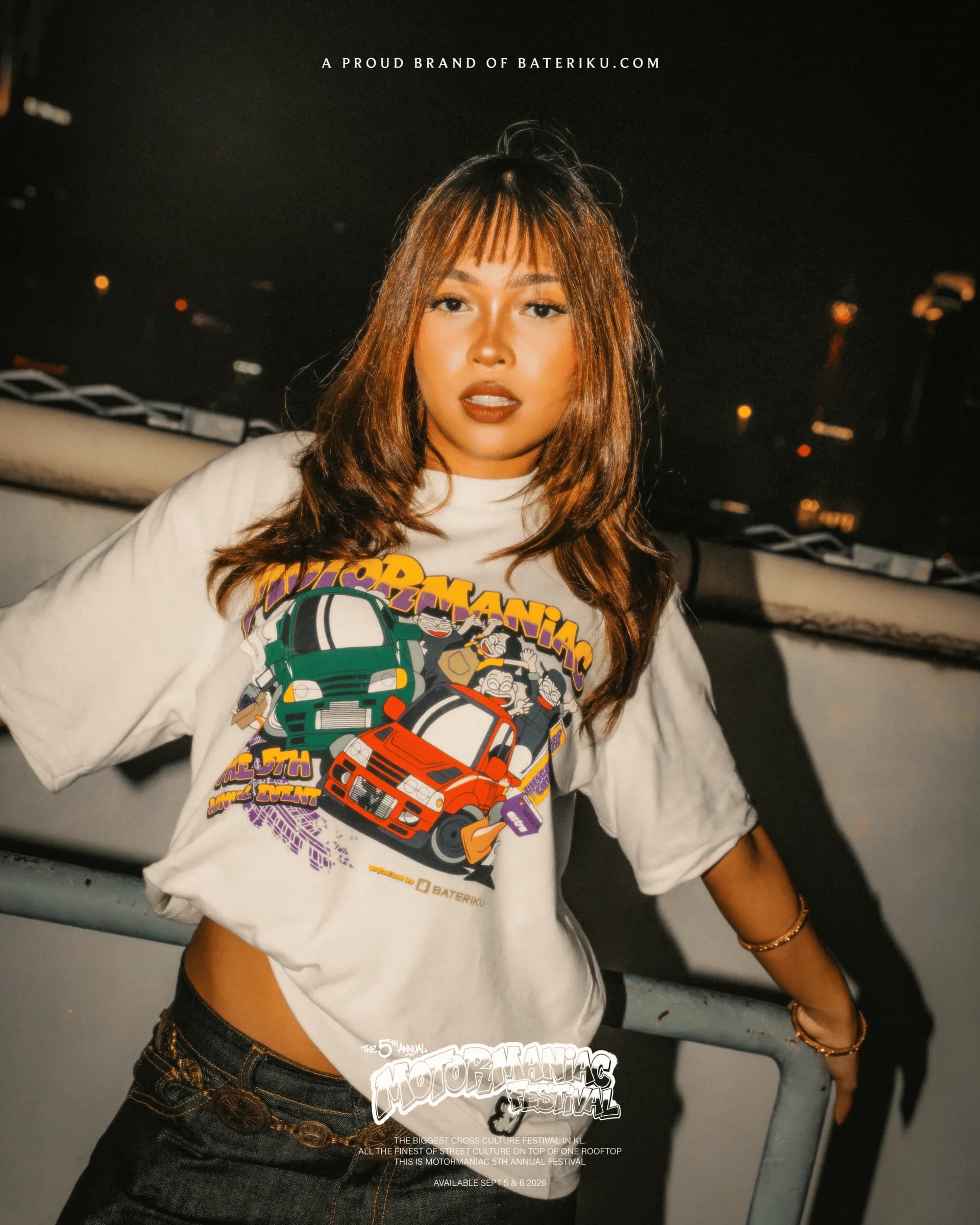 Official 5th Motormaniac Annual Festival T-Shirt, White