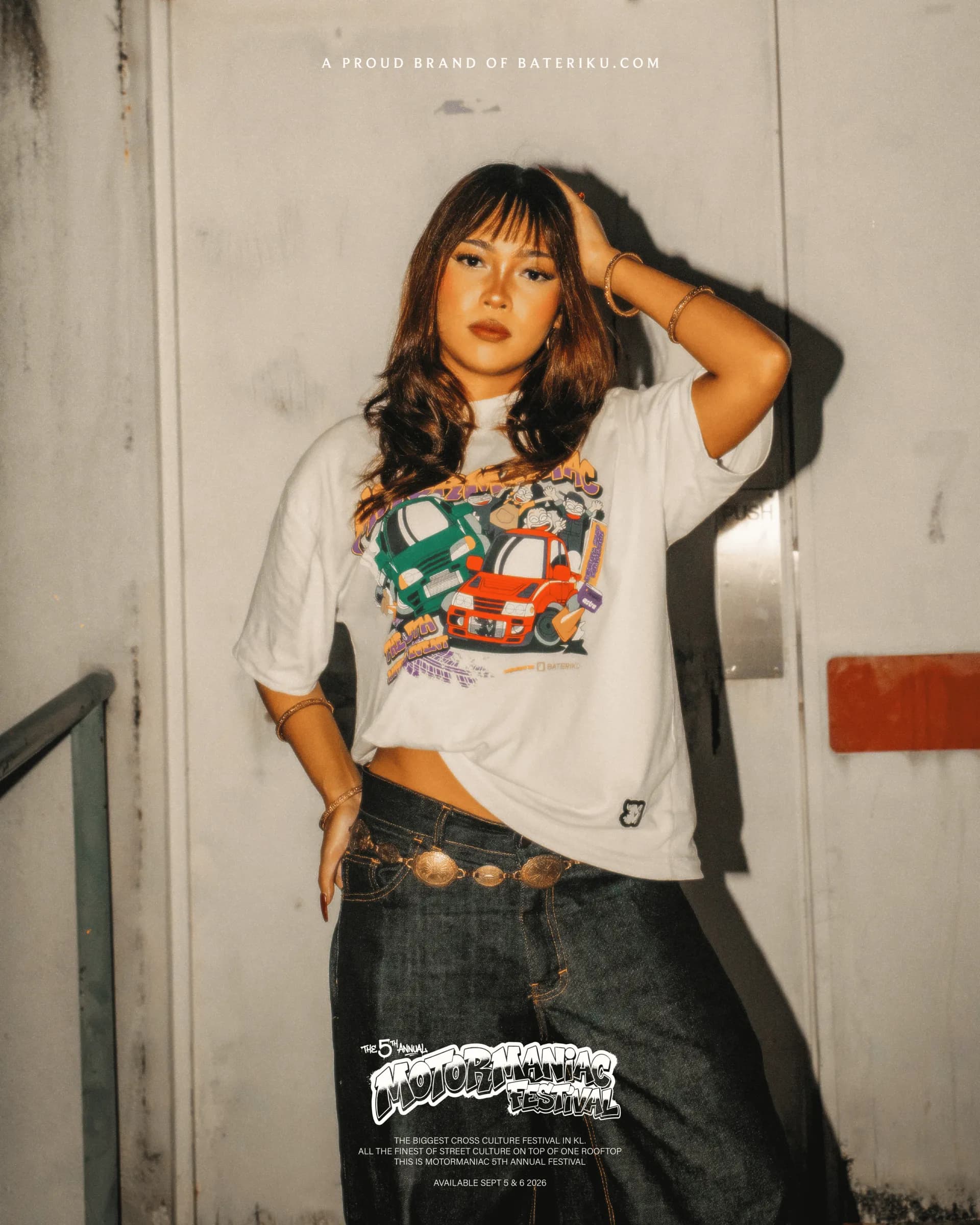 Official 5th Motormaniac Annual Festival T-Shirt, White