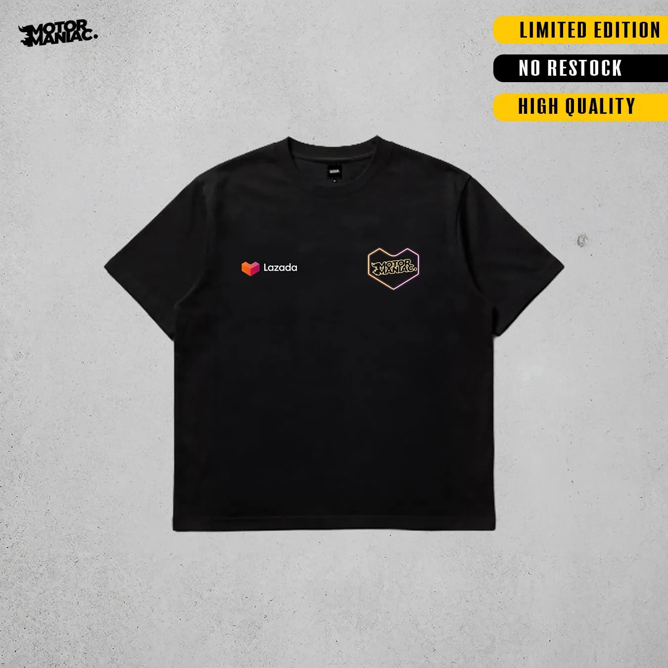Motormaniac X Lazada Official T-Shirt, Black